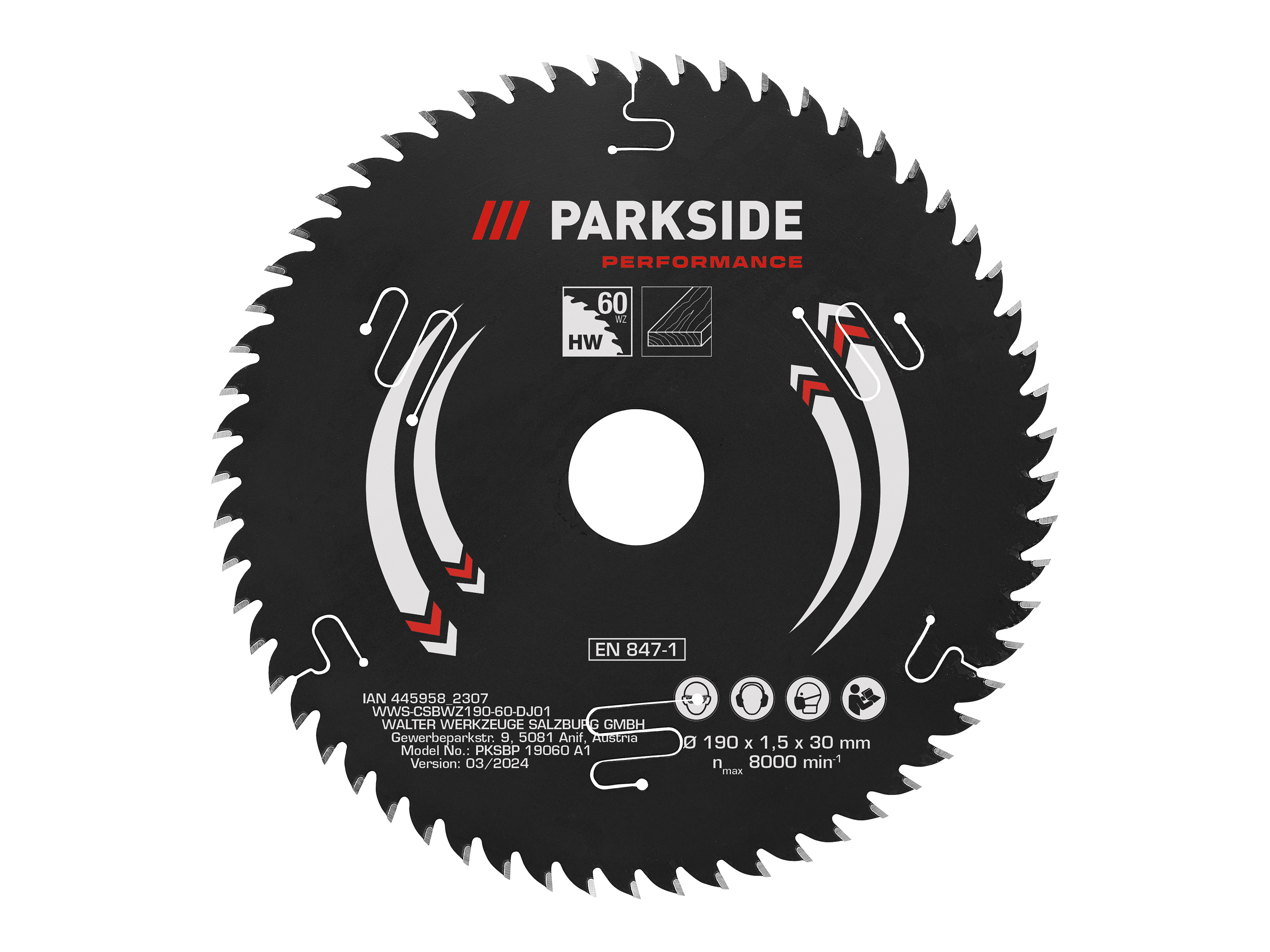 Parkside Performance® Pilový kotouč pro okružní pily, 190 mm (60 zubů Pksbp 19060 A1)