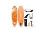 Oranžový nafukovací paddleboard set s pumpou, pádlem, ploutví a příslušenstvím.