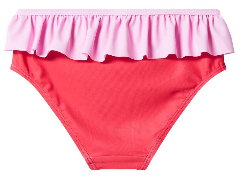 Dětské bikinové kalhotky s růžovými a červenými volánky