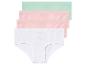 Tři páry kalhotek: jedny s bílými puntíky, jedny růžové a jedny světle zelené.
