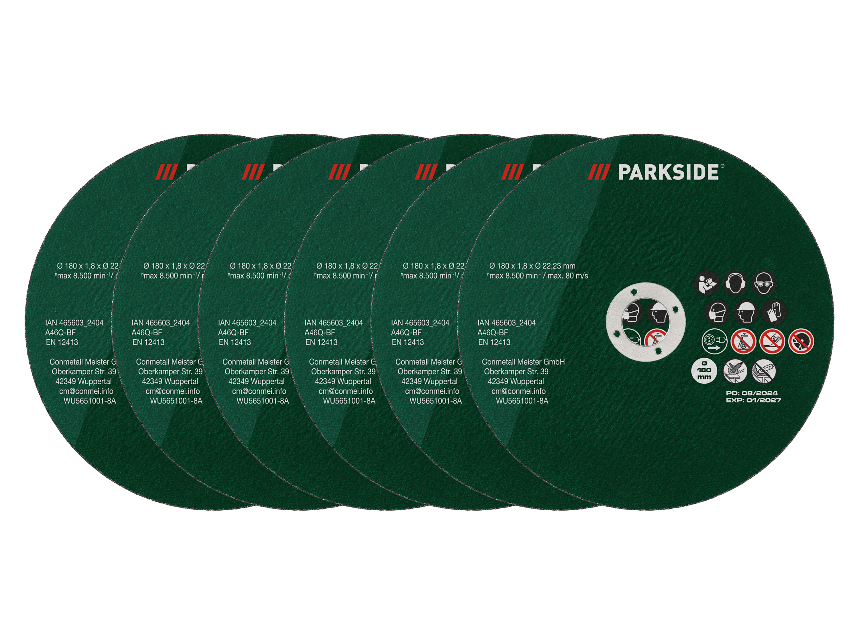 Parkside® Sada řezných kotoučů, 6dílná (nerezová ocel)