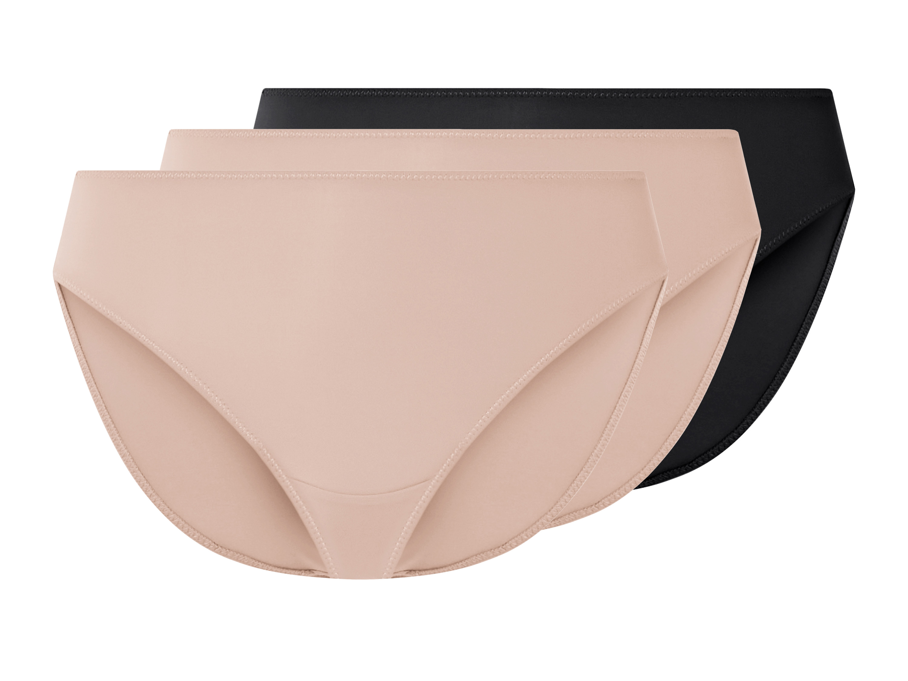 esmara® Dámské kalhotky, 3 kusy (černá/béžová, Xs(32/34))