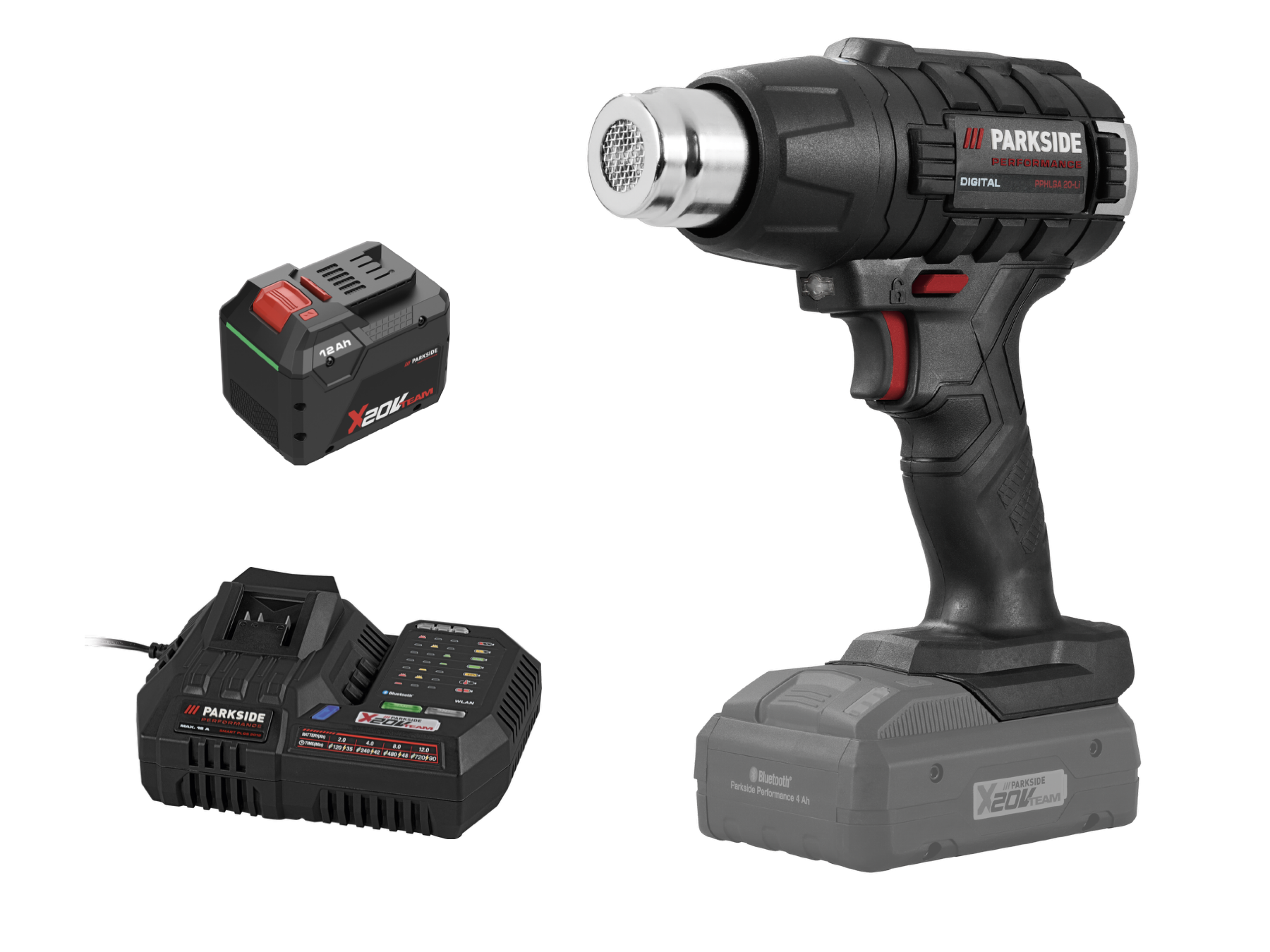 Parkside Performance® Aku horkovzdušná pistole Pphlga 20-Li B3, Smart 12 Ah