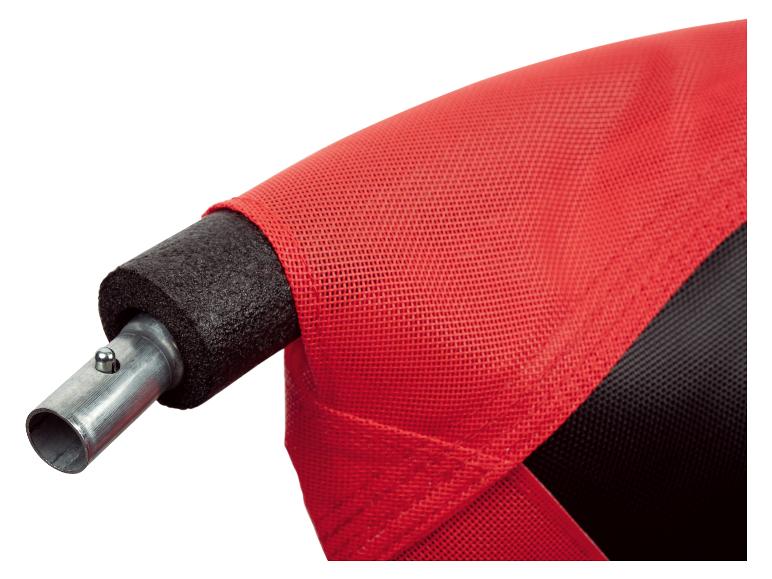 Červeno-černé bezpečnostní polstrování trampolíny s kovovým konektorem tyče