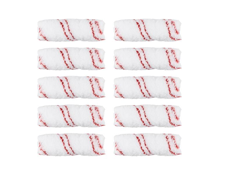 Deset bílých malířských válečků s červenými pruhy