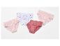 Čtyři páry dámských kalhotek: dvoje světle růžové, jedny bílé se srdíčky a jedny tmavě růžové
