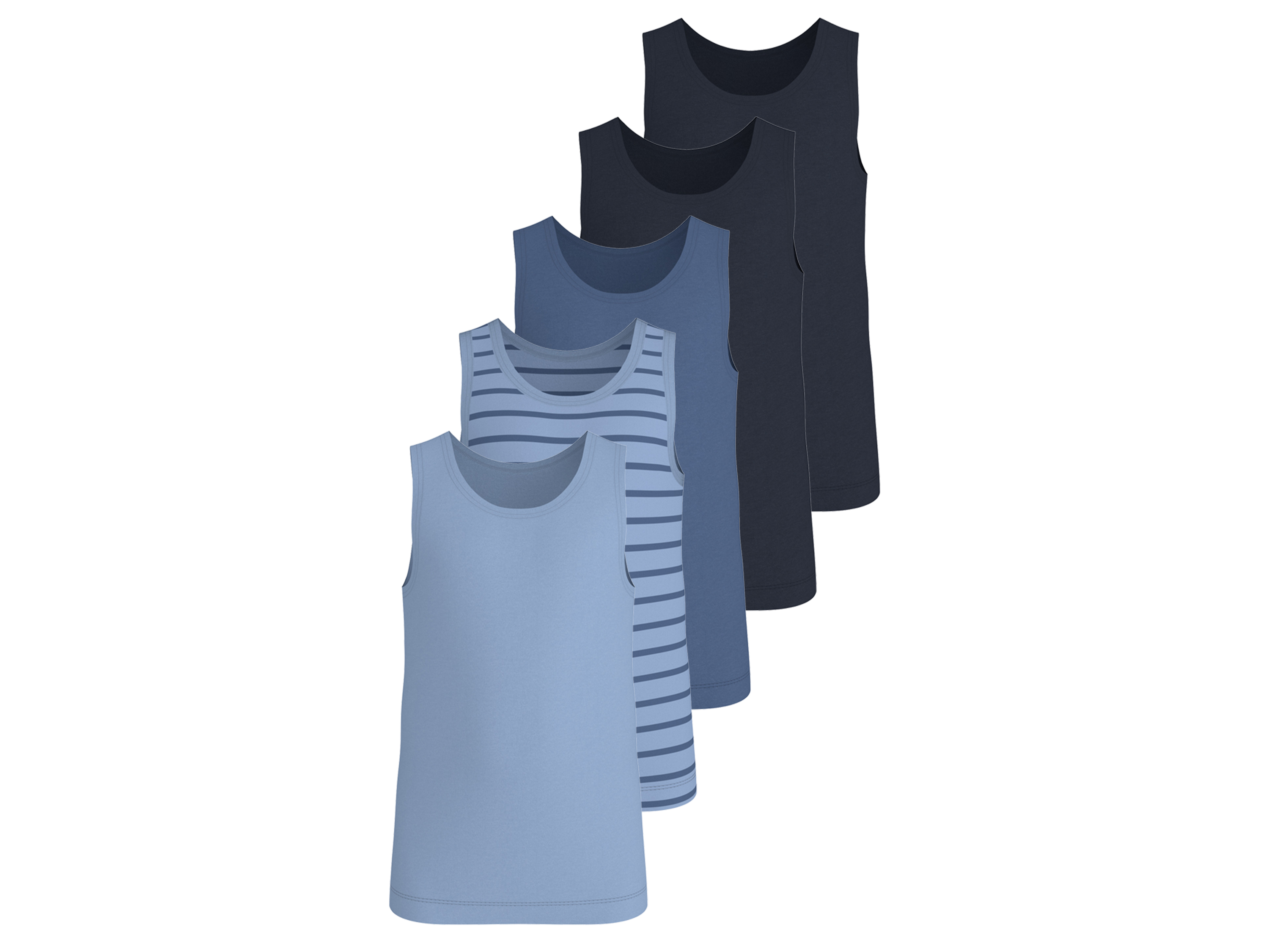 Lupilu® Dětský nátělník, 5 kusů (vzorovaná / navy modrá / modrá, 110/116)