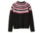 Černý svetr s růžovým a bílým vzorem Fair Isle