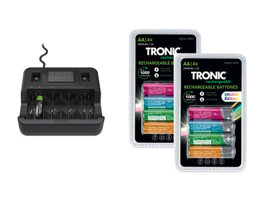 TRONIC® Sada univerzální nabíječky baterií TAL 1000 A1 a nabíjecích baterií Ni-MH Ready 2 Use Color, 9dílná