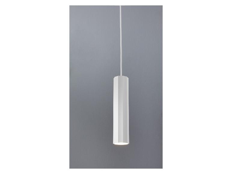 Bílé závěsné svítidlo s válcovým stínítkem