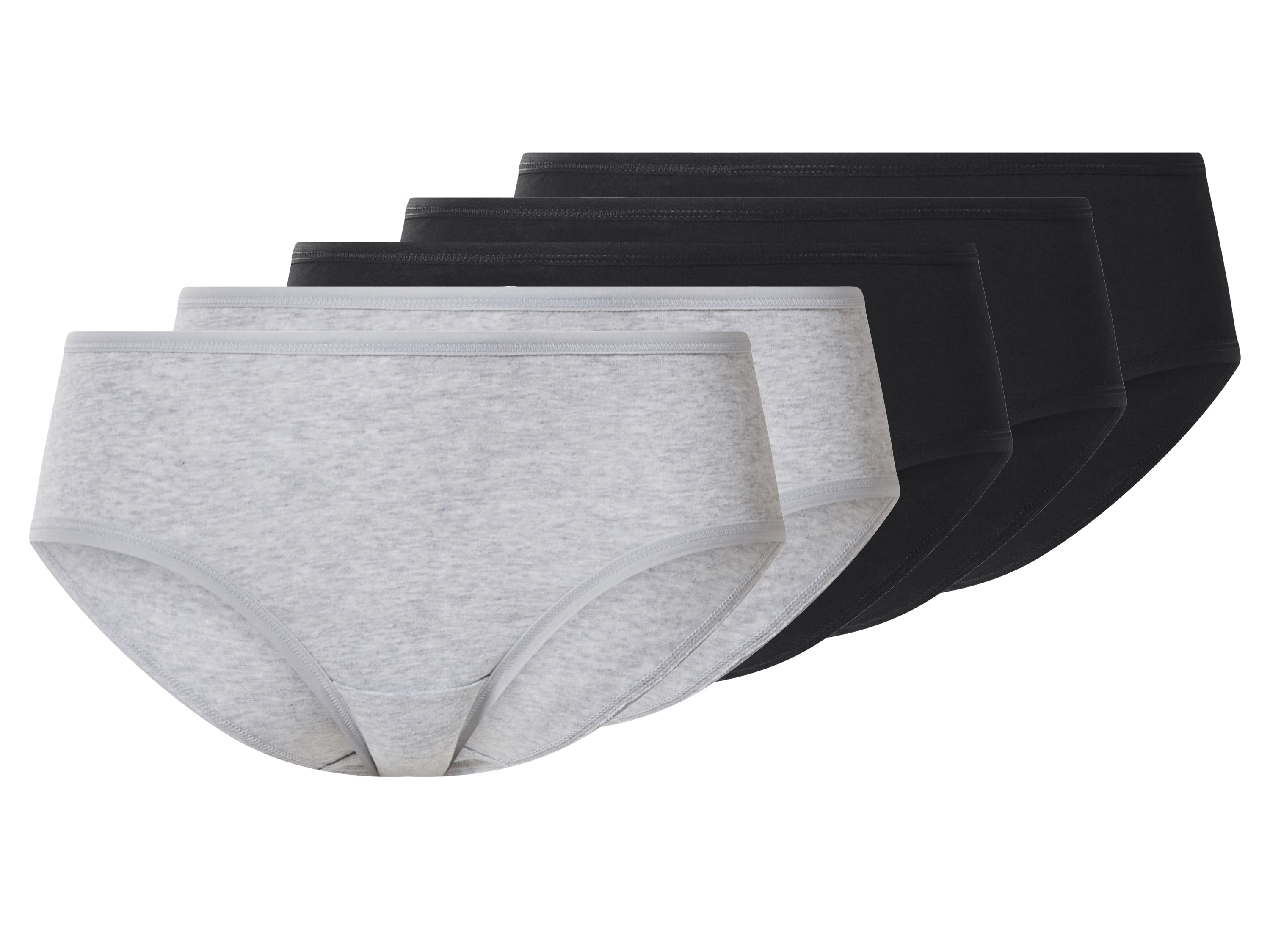 esmara® Dámské kalhotky Hipster, 5 kusů (černá/šedá, S(36/38))