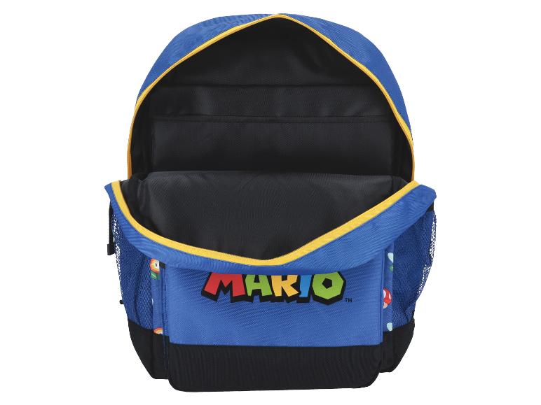 Modrý batoh s logem Mario.