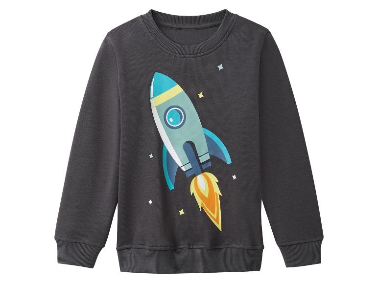 Šedá dětská mikina s raketou.