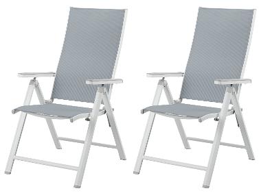 LIVARNO home Hliníkové polohovací křeslo Houston, bílá/světle šedá, 2 kusy