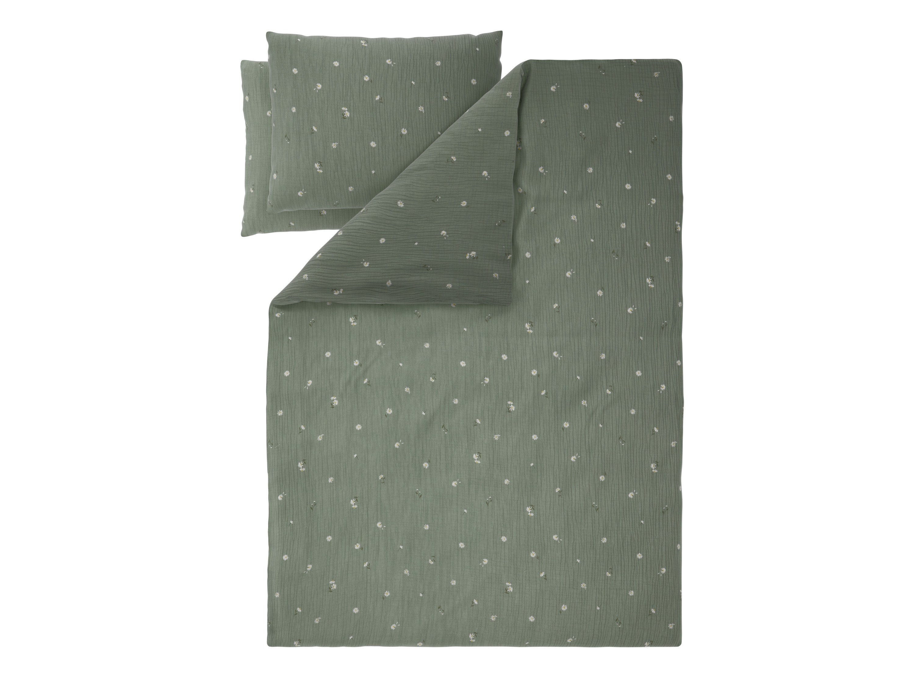 Livarno® Mušelínové ložní povlečení, 200 x 220 cm, 70 x 90 cm (květiny/zelená)