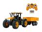 Traktor JCB s dálkovým ovládáním, přívěsem a bateriemi.