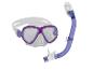 Fialová potápěčská maska a šnorchl: potápěčská výbava s tvrzeným sklem.