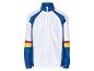 Bílo-modrá sportovní bunda s retro detaily.
