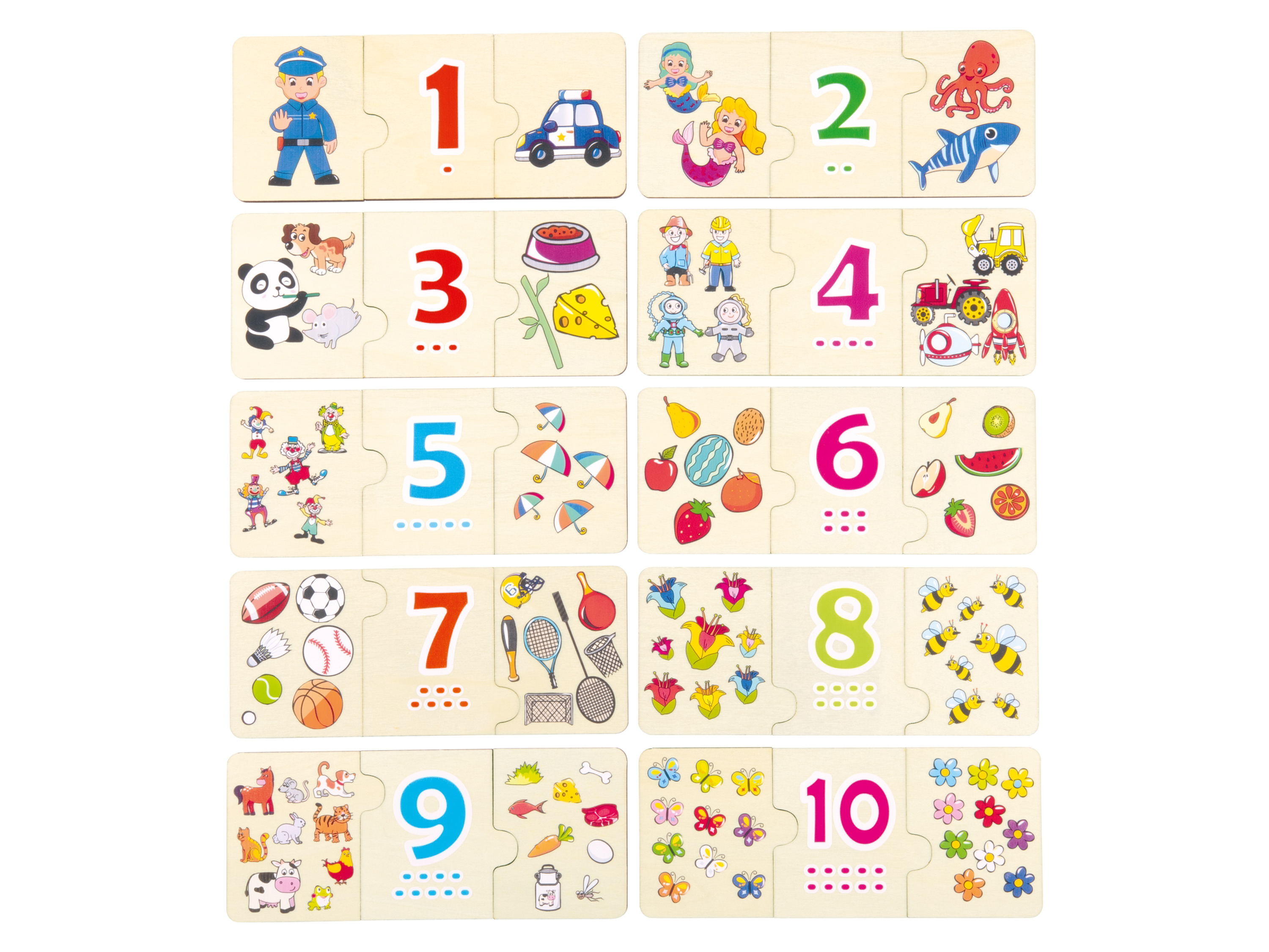 Playtive Dřevěné puzzle (počítání a přiřazování)