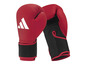 Červené boxovací rukavice Adidas s černými síťovanými panely.