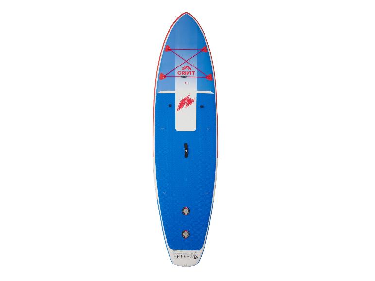 Modrý a bílý nafukovací SUP paddleboard s červenými detaily