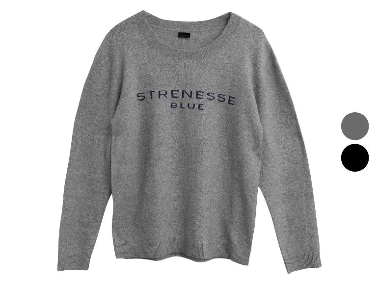 Šedý svetr s kulatým výstřihem a vyšívaným logem „STRENESSE BLUE“