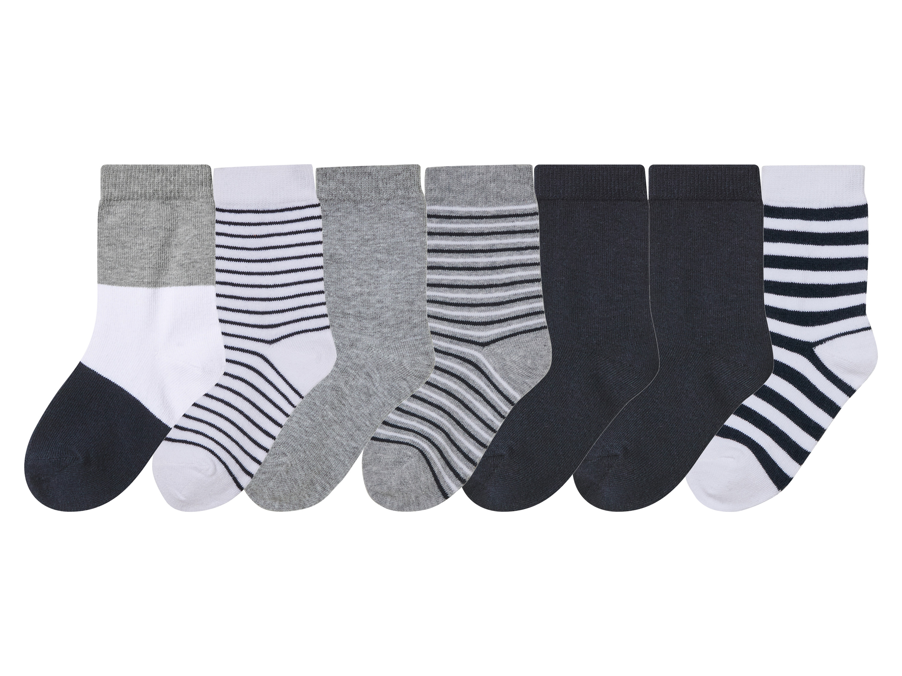 lupilu® Chlapecké ponožky s BIO bavlnou, 7 párů (bílá / šedá / navy modrá, 19-22)