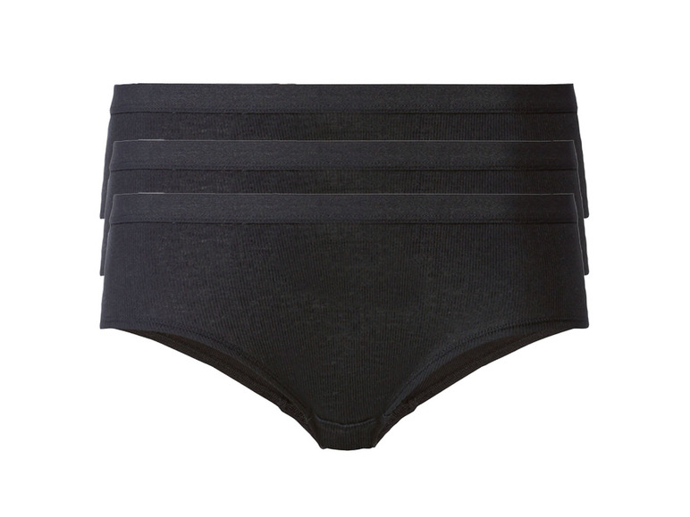 esmara Dámské kalhotky s BIO bavlnou, 3 kusy (L (44/46), černá)