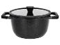 Černý hrnec se skleněnou poklicí a černými úchyty
