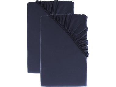 Sada perkálových napínacích prostěradel, 90-100 x 200 cm, navy modrá, 2dílná