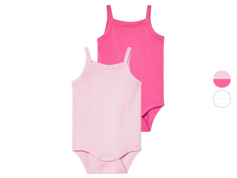 Dva dětské body, růžové a fuchsiové.