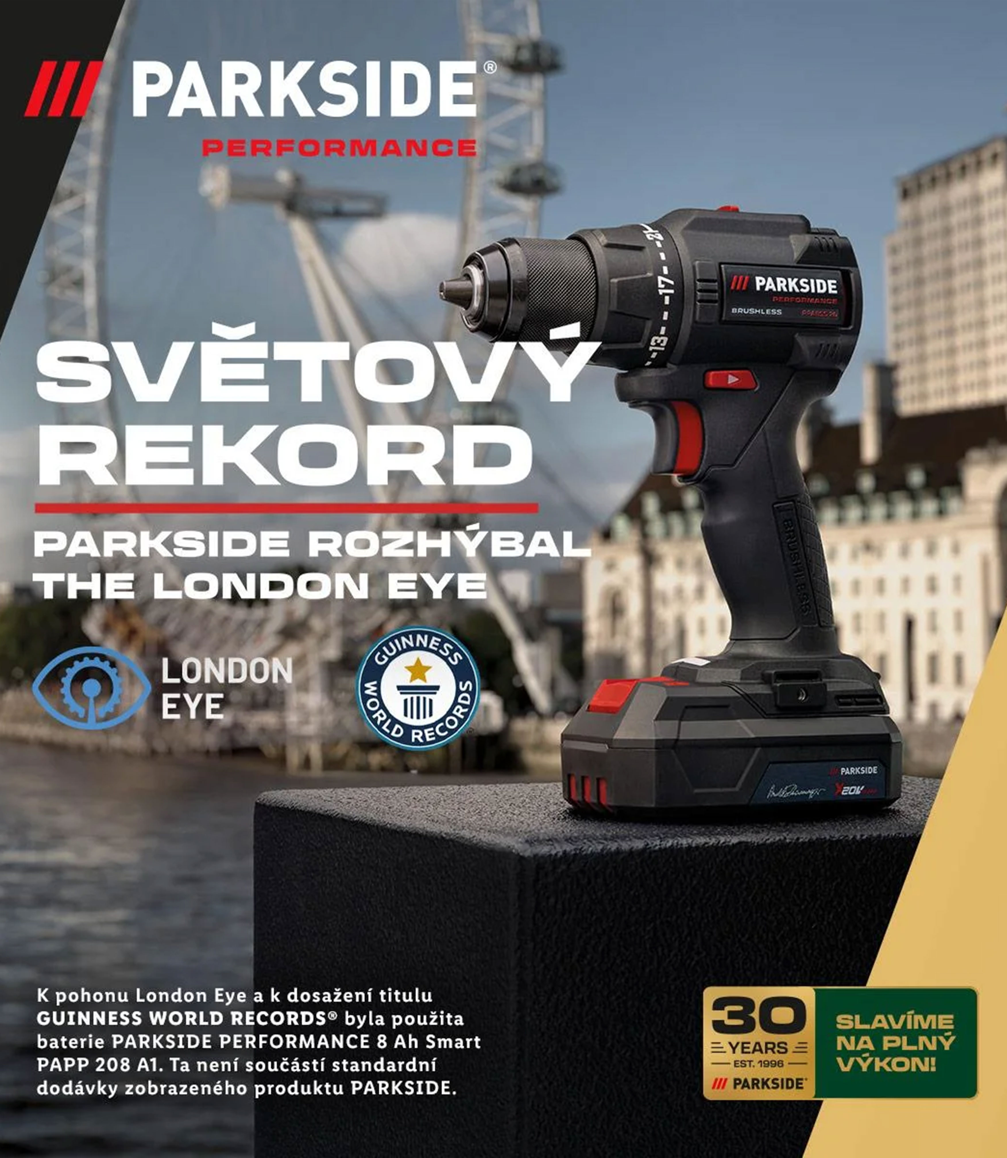 Banner k světovému rekordu s akumulátorovým vrtacím šroubovákem PARKSIDE PERFORMANCE (Mobile)