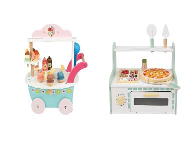 lupilu® Dřevěný zmrzlinářský vozík / pec na pizzu
