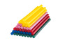 Lepící tyčinky v žluté, růžové, červené a zelené barvě.