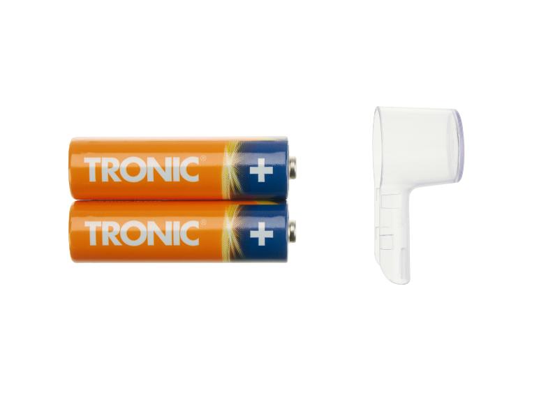 Dvě oranžové baterie TRONIC a průhledný ochranný kryt.
