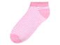 Růžové ponožky s bílými pruhy.