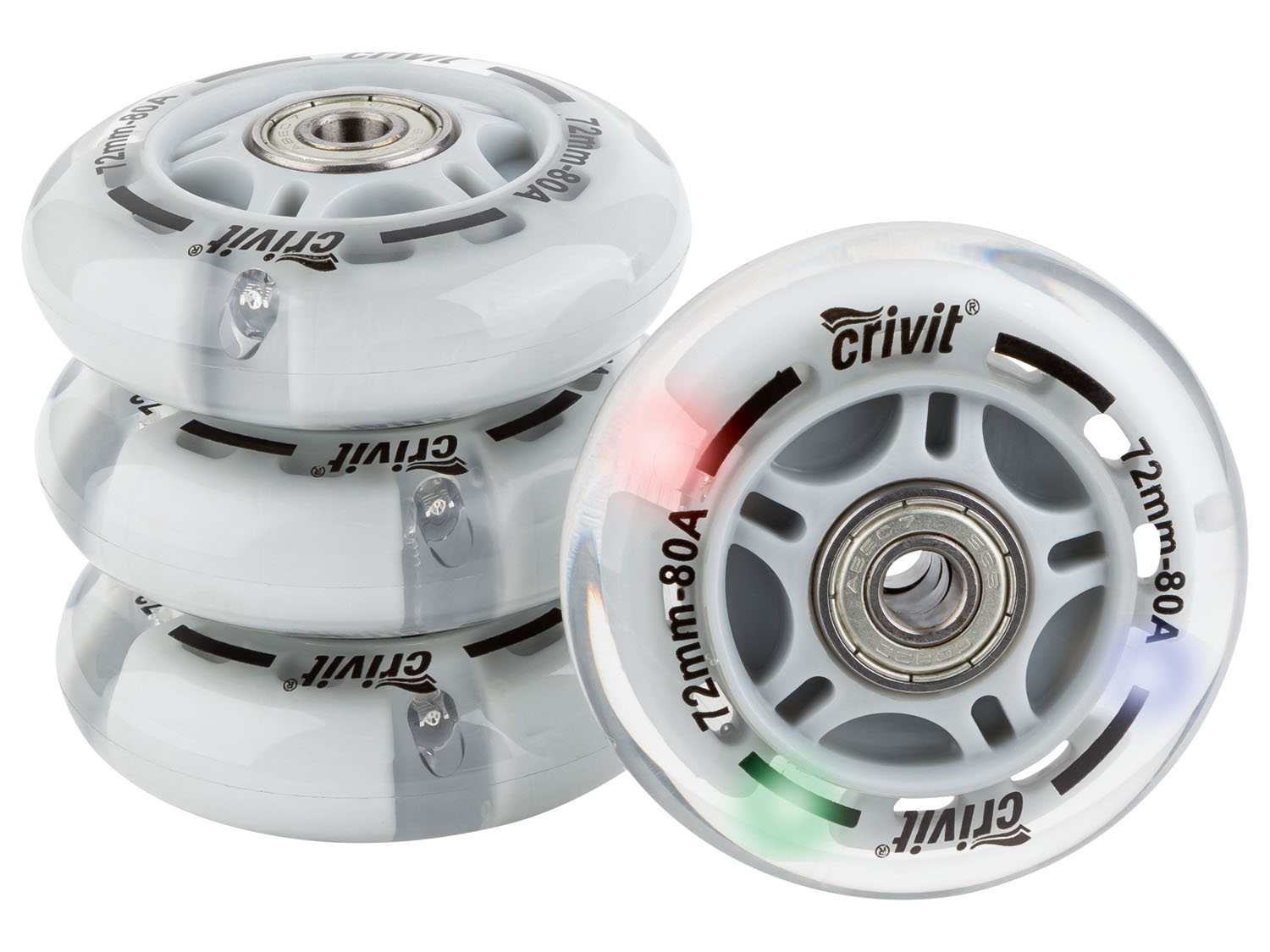 Crivit Kolečka na in-line brusle 72 / 80 / 84 / 90 mm (Led 72 mm)