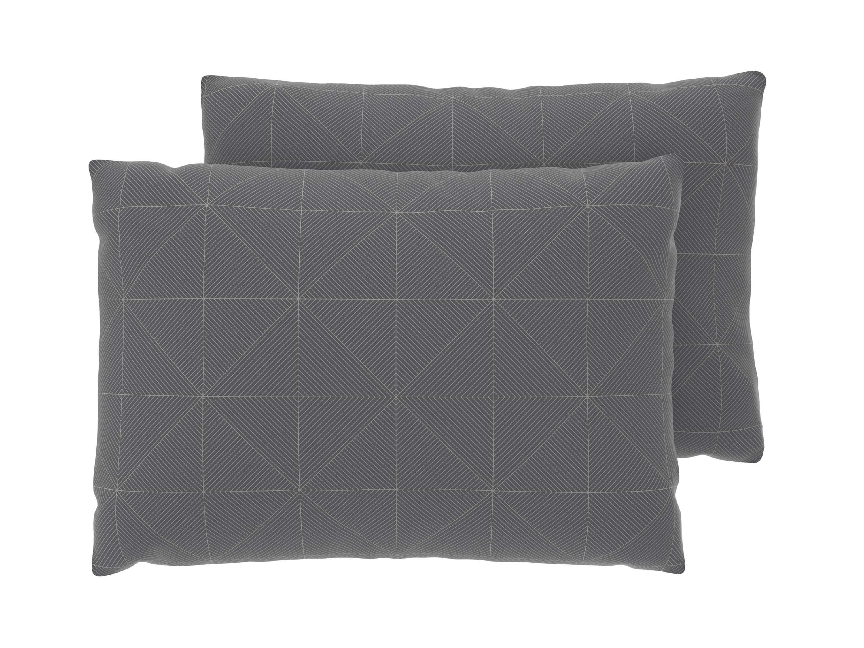 Livarno® Potah na polštář z mikrovláknitého saténu, 50 x 60 cm, 2 kusy (geometrie/antracitová)