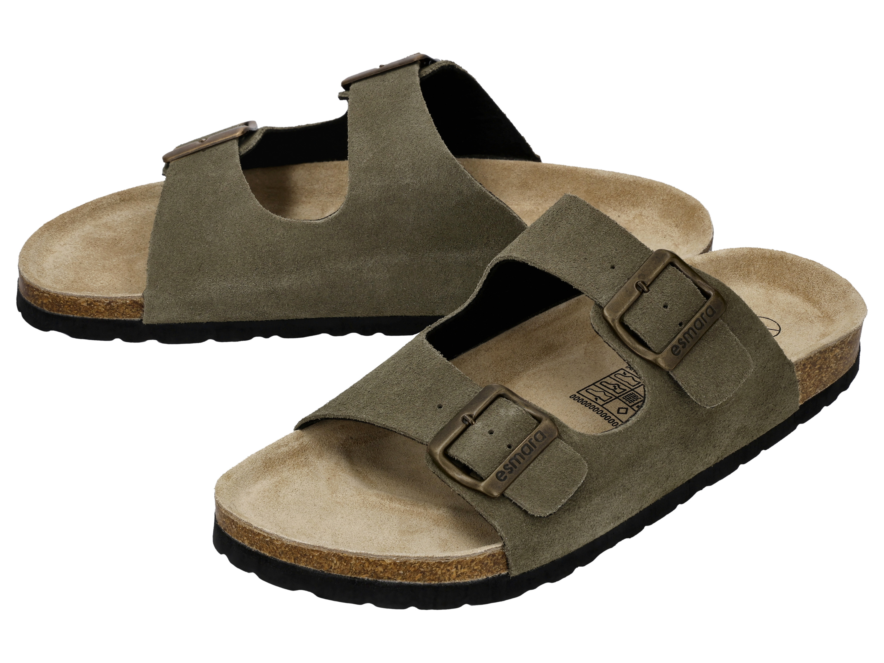 esmara Men Pánské kožené pantofle (khaki, 43)