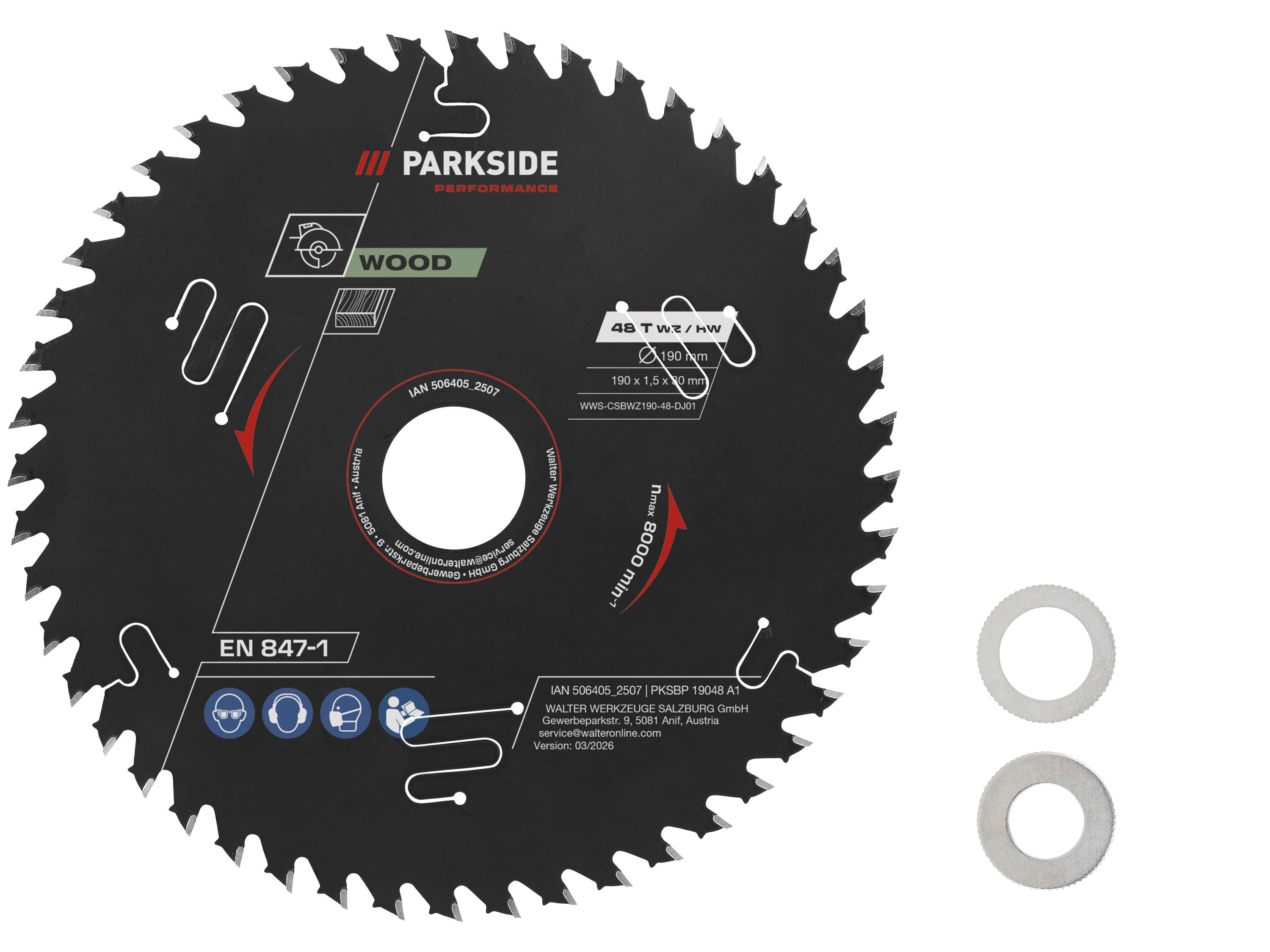 Parkside Performance® Pilový kotouč pro ruční okružní pilu Pksbp 19024 A1 / Pksbp 19048 A1 / Pksbp 19060 A1 (48 zubů)