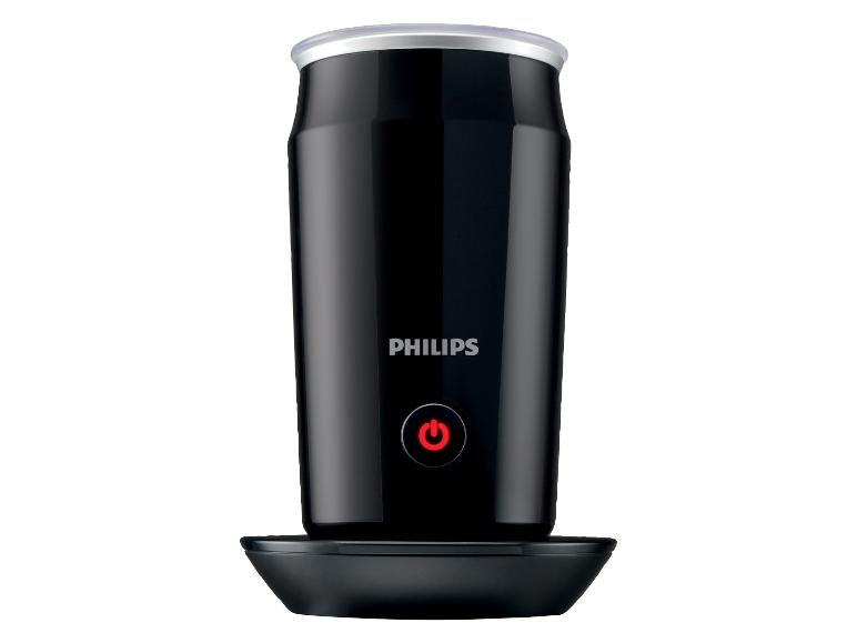 Černý pěnovač mléka Philips s kulatým dnem.