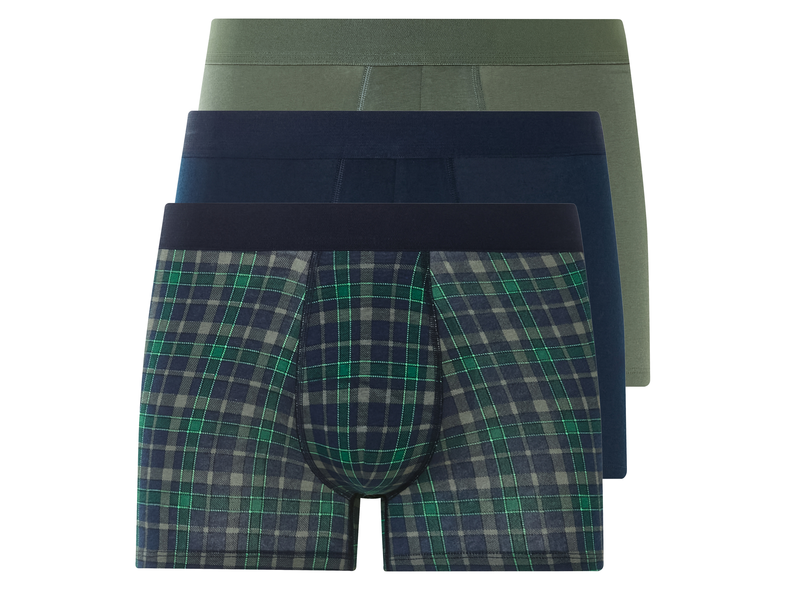 Livergy® Pánské boxerky, 3 kusy (navy modrá / kostkovaná / zelená, 5/M)