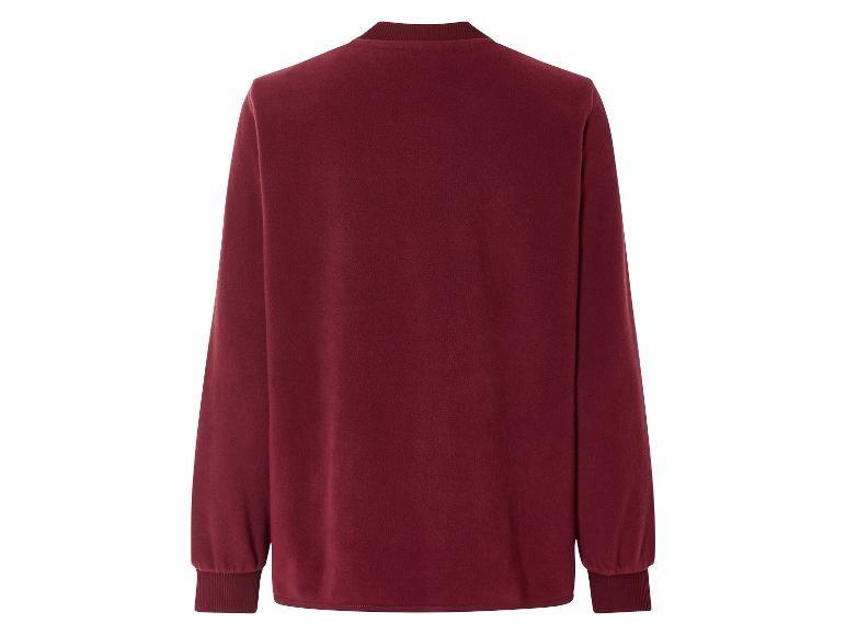 Tmavě červený fleeceový svetr s dlouhým rukávem.