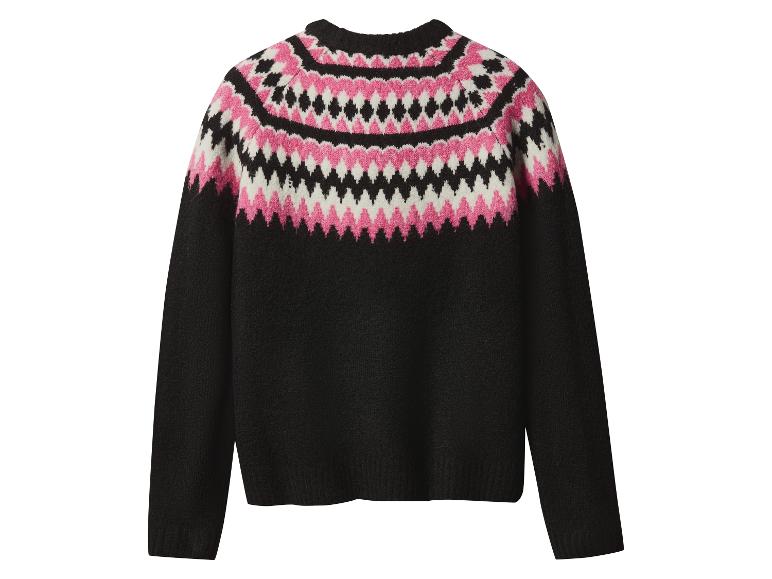 Černý svetr s růžovým a bílým vzorem Fair Isle