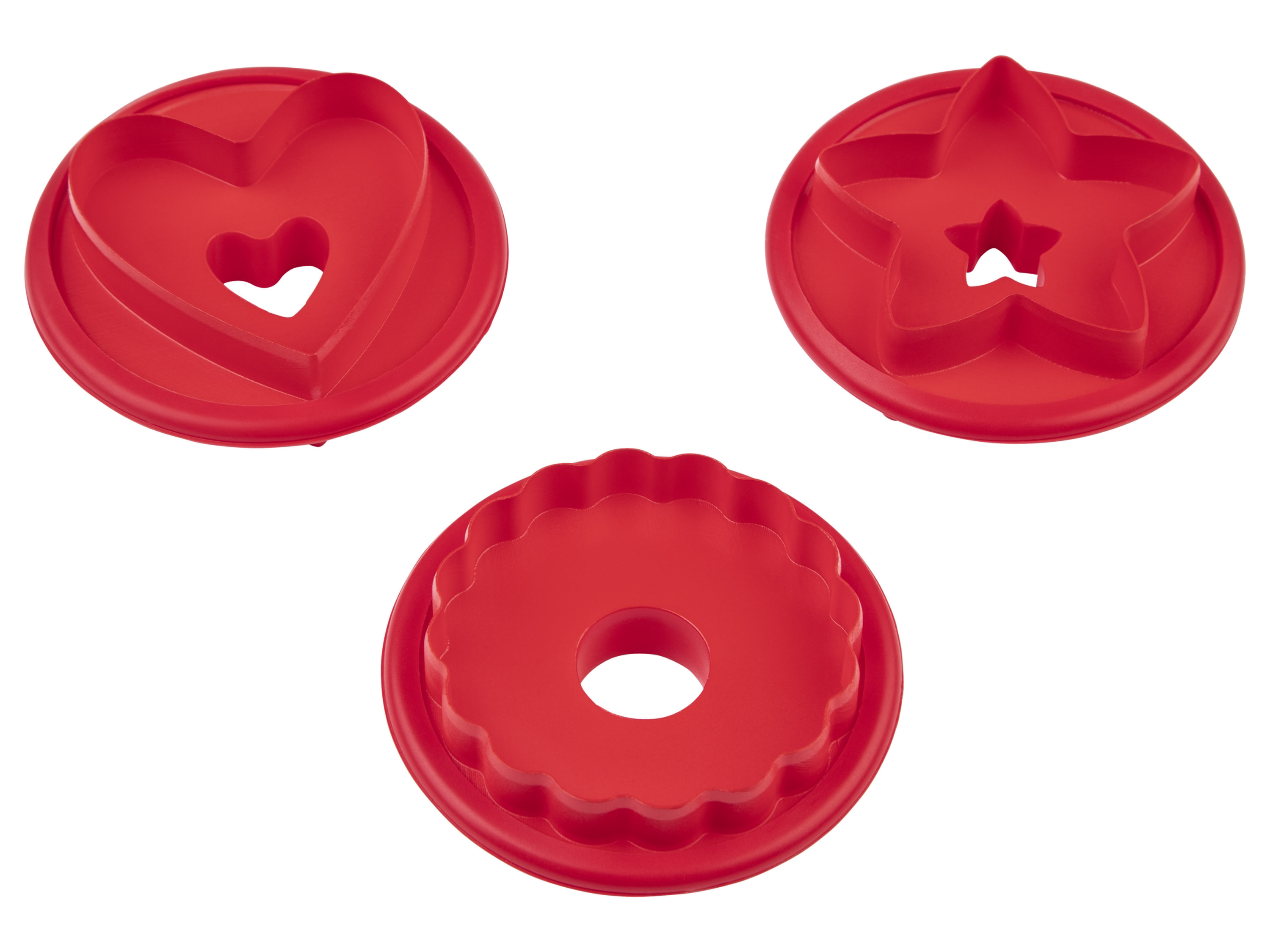 Livarno home Sada vykrajovacích formiček / Sada razítek na keksy (vykrajovací sada na linecké cukroví, 3dílná)