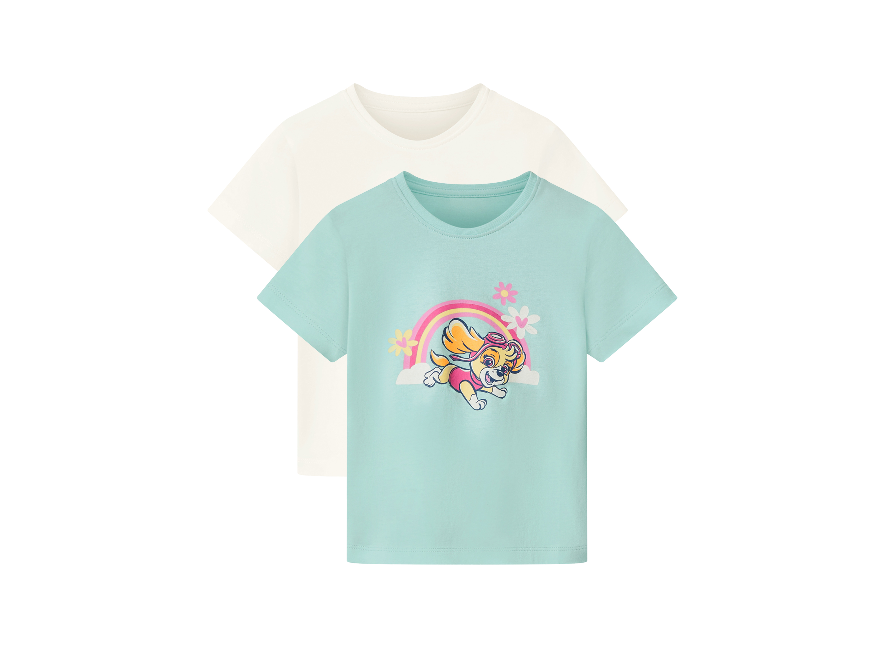 Dětské triko, 2 kusy (bílá/mintová, 110/116)