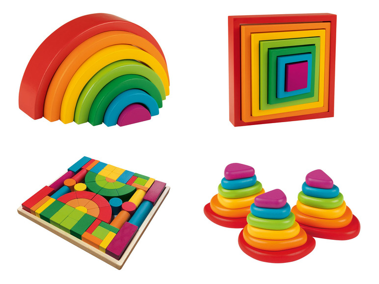  Zobrazit na celou obrazovku Playtive Dřevěná duhová skládačka Montessori - Obrázek 1