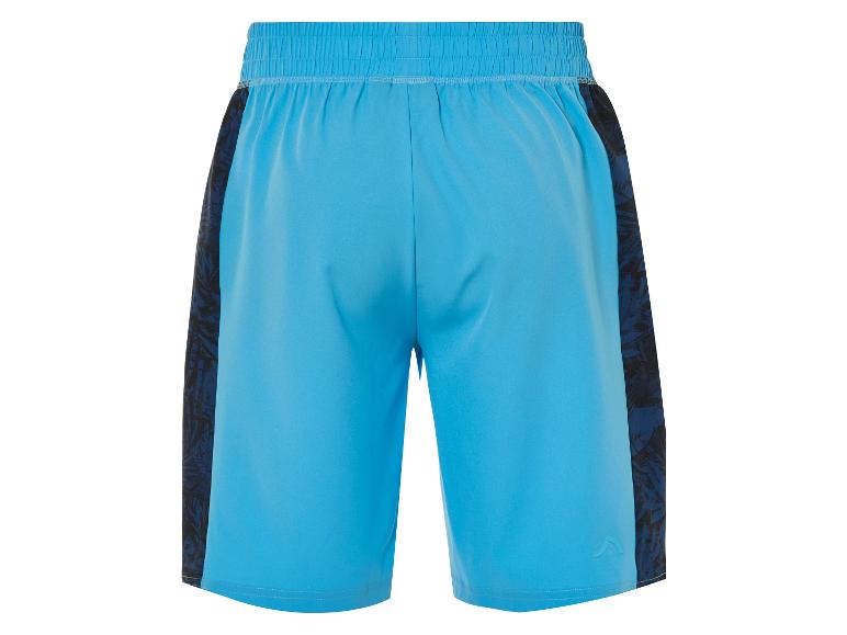 Světle modré sportovní šortky s potiskem.