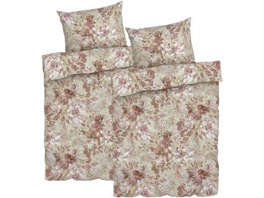 Sada ložního povlečení, 140 x 200 cm, 70 x 90 cm, květiny/hnědá, 2dílná