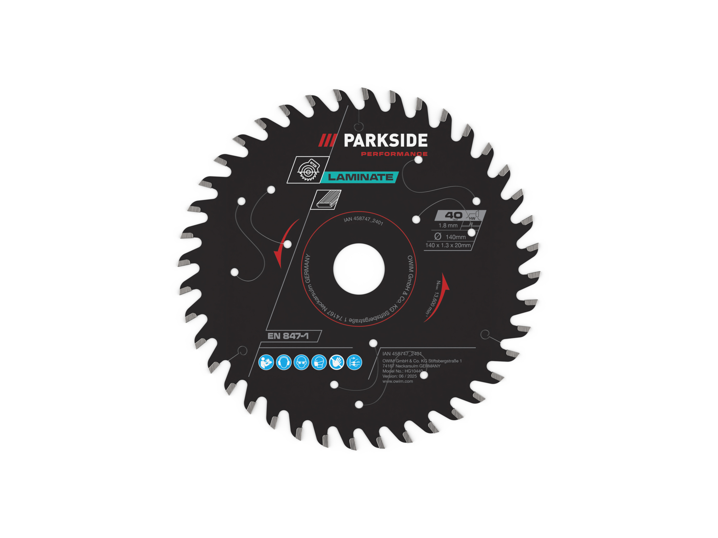 Parkside Performance® Pilový kotouč pro okružní pily, Ø 140 mm (Laminát/40 zubů)